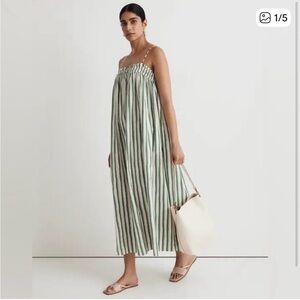 Madewell Striped Green and White Maxi Dress